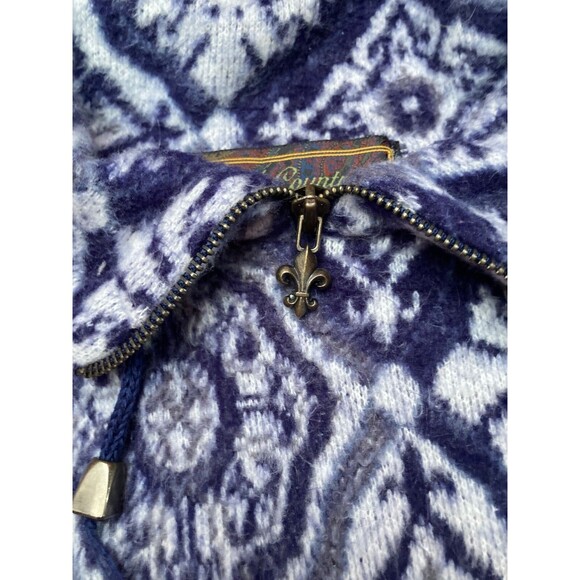 Vintage 90s Fleece 1990s Blue White Fuzzy Oversize Surfer Retro Boho Size XL - Picture 4 of 7